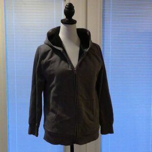 Youth Charcoal Grey Faux Fur Lined Zip Up Hoodie - Bright Blue Lined Threading